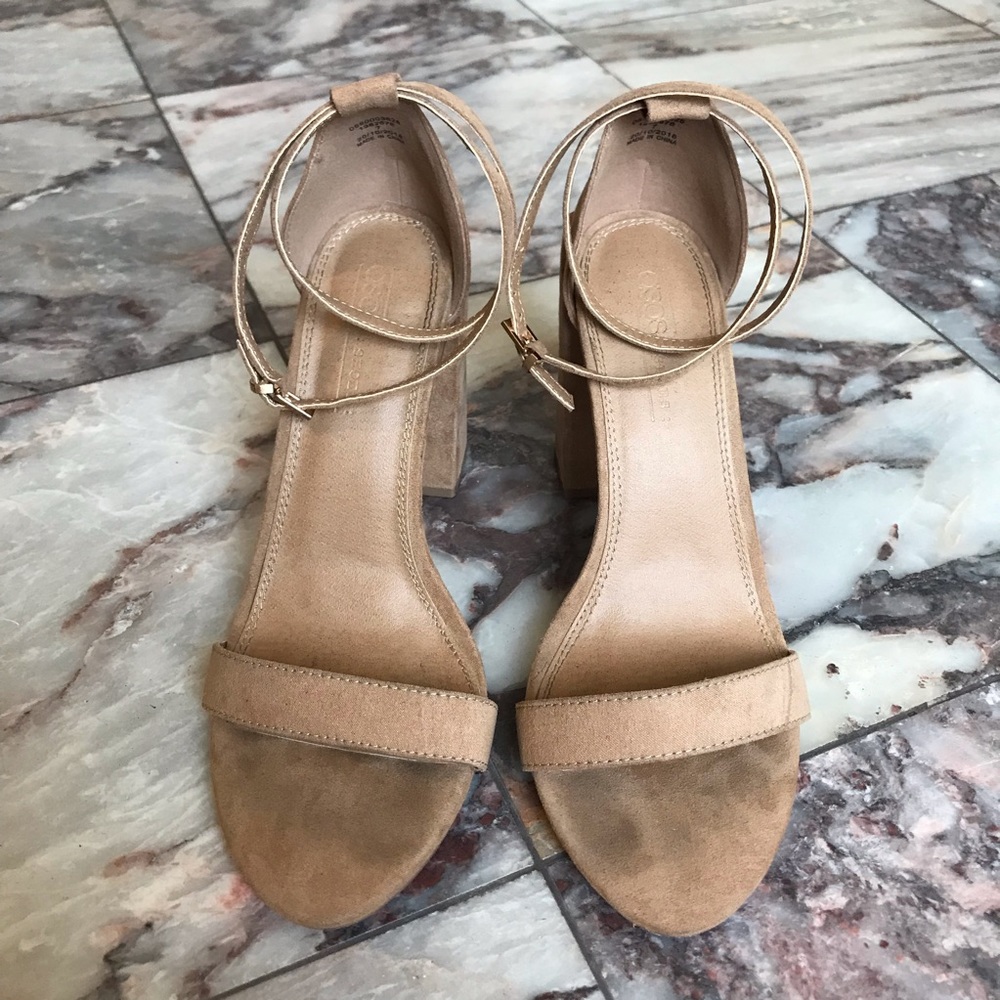 Asos Barely There Block Heeled Sandals Beige 7 - image 4